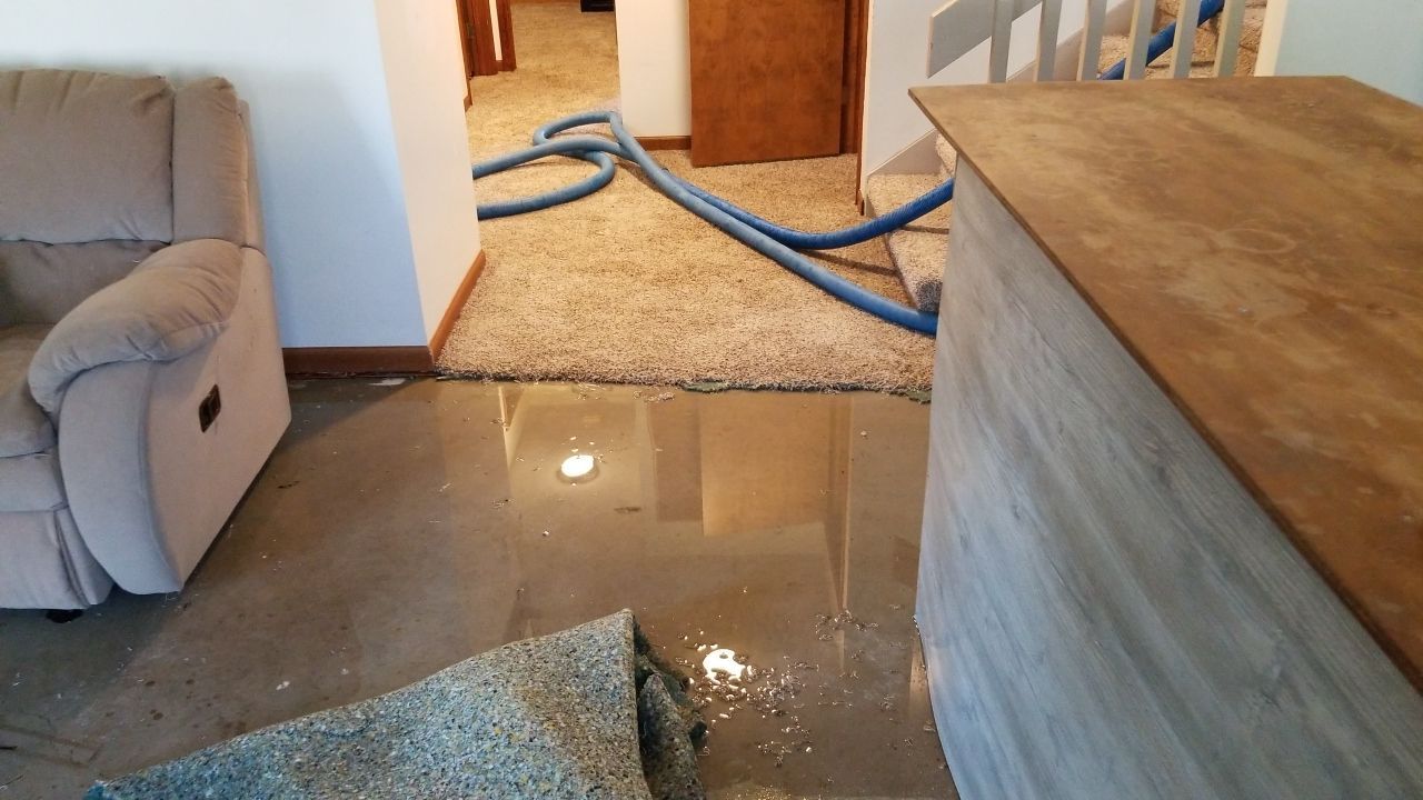 Water damage restoration process in a home in Onekama, Michigan