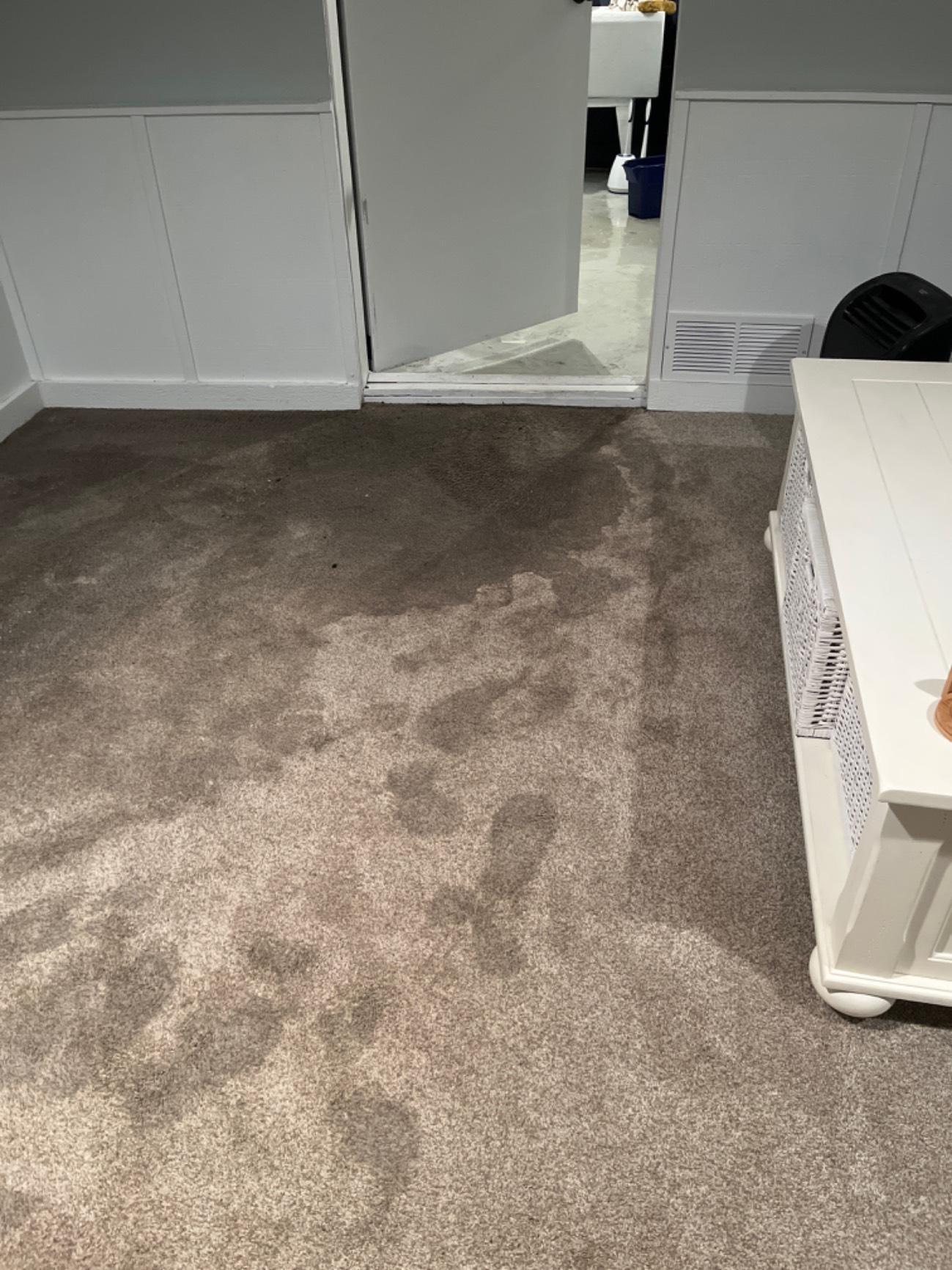 Flooded home in Maple City, Michigan showing water damage.